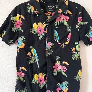 Hurley  Boy’s Black Tropical Print Shirt